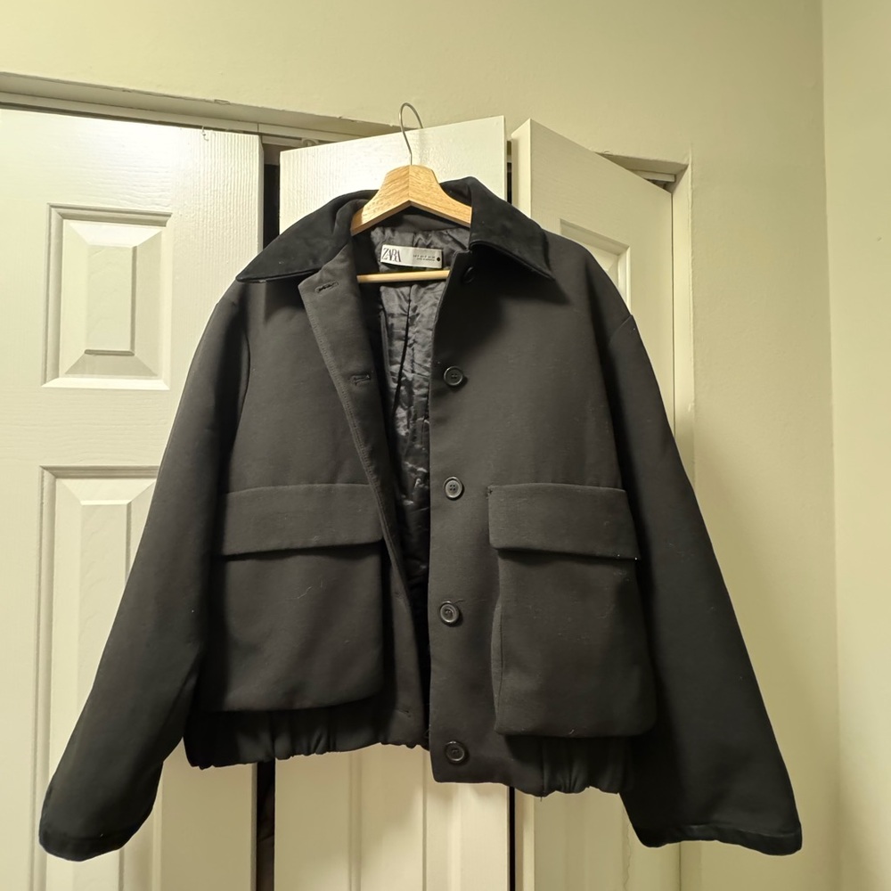 Zara Men's Black Military Jacket